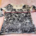 Chico’s Zenergy white gray black ombré floral print 3/4 sleeve top rhinestone L Size L Photo 8