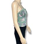 Blush BJ Womens Crop Top Floral Print Pleated Underwire Cutout Back Green Small Photo 2