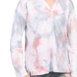 Cynthia Rowley 100% Linen Tie Dye Boho Hoodie Red White Blue M Photo 5