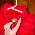Tangerine Red Quilted Puffer Vest with Stand-Up Collar Photo 2
