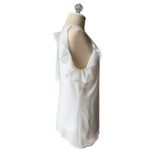Cache  White Ruffle Flutter Halter Keyhole Top Blouse Sleeveless Size Medium NWT Photo 6