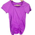 Athleta Athlete Purple Striped Fastest Track Fitted Short Sleeved T-shirt Sz S Photo 0