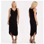 Michael Stars  Black Ribbed Midi Tank Dress Sleeveless Reversible Size Medium New Photo 1