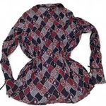 Burgundy and black patchwork blouse Red Size 2X Photo 1
