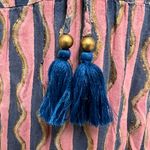 Oliphant Cotton Long Tiered Tassel Dress Pink Size M Photo 2