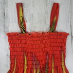 NWT Ace Fashions Smocked Orange Peacock Feather Summer Dress Women's Size Medium Photo 1