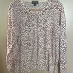 Lands End Supima Cotton Polka Dot Cardigan |‎ Large 14/16 White Photo 0