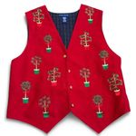 Karen Scott Vintage  Women's M Red Christmas Tree Embroidery Holiday Grandma Vest Photo 0