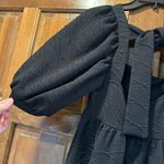 Free People  Violet Mini Dress In Black Size XS Puff Sleeve Tie Back Photo 2