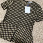 ZARA Brown Plaid Peplum Top NWT Size S Photo 5