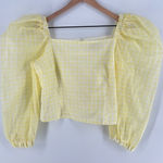 AVAVAV Firenze Sheer Gingham Puff Sleeve Top Feminine Prairie Lightweight Yellow Size L Photo 0