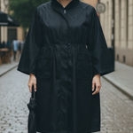 Athleta NWOT   Black Hooded  Longline Parka Rain Jacket Full Zip t Lightweight Photo 0