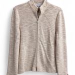 St. John SPORT Beige Knit Gold Zip Mock Neck Jacket Cardigan Wool Blend Small VTG Photo 0