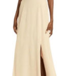 WAYF  Champagne Bridesmaid Maxi Dress Size S NWT Photo 0