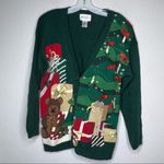 Vintage Carly‎ St. Claire Christmas Cardigan Sweater Green Size M Photo 4