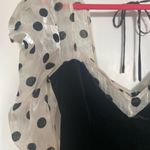 For Love & Lemons  Black Velvet Mini Dress with Polka Dot Sleeves Photo 4