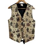 Vintage Bobbie Brooks Flaw Gold Metallic Tapestry Christmas Holiday Vest XL Photo 2