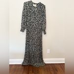 Ba&sh Lisi Pleated Printed Crepe Maxi Dress Floral Long Sleeves Size Medium 1977 Photo 3