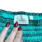 Deletta Anthropologie  Maricopa Turquoise Smocked Top Off Shoulder Size Large Photo 1