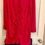 No Boundaries NWT Cherry Red Collar Button-Down Ruched Bodycon Minidress Juniors Size Large Photo 2