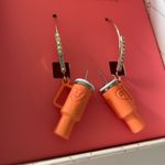 Betsey Johnson  Orange Rhinestone Drop Dangle Mini Tumbler Cup Earrings Photo 3