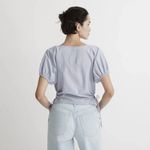 Madewell Poplin Puff-Sleeve Cutout Crop Top Photo 1