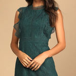 Lulus  My Sweetheart Dark Teal Green Lace Mini Dress Party Cocktail Size XS Photo 0