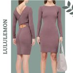 Lululemon  Contour Dress Nulu Dusty Pink Antique Bark Long Sleeve Cutout Back 4 Photo 1