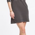 Marine layer  Gemma Stripe Shirt Dress in Black & Taupe Photo 0