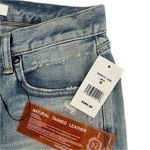 Moussy Vintage Tapered Distressed Jeans Light Blue Denim Ankle Raw hem Size 25 Photo 5