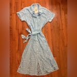 Becca  Light Blue Collared Lace Swim Cover Up Dress Photo 3