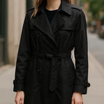 Ralph Lauren Womens  Trench Coat Collared Double Breasted Black Médium P Photo 0