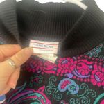 The American Collection Vintage 80s Medium Black Floral Grunge Mock Neck Sweater Photo 5