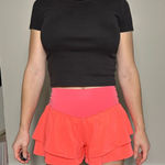 Aerie Offline High Waisted Athletic Salmon Shorts Size Small Pink Photo 0