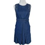 Free People Vintage Y2K  New Romantics Lattice Denim Mini Dress Size 2 Photo 3