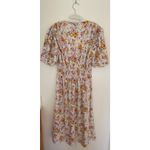 ASOS DESIGN shirred midi tea dress in cream meadow floral print Size US 0 Photo 5
