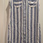 Hope & Harlow Sleeveless Striped Button Up Dress Size 8 Luna Blue/Ivory Blue Photo 0