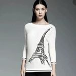 Catherine Malandrino  for Design Nation Eiffel Tower Ivory Scoop Neck Sweater Lar Photo 6