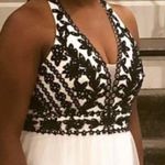 Blondie Nites by Stacy Sklar Prom Dress White tulle halter VNeck bead gown Sz 13 Photo 6