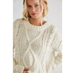 Free People  Neutral Cable Knit Chunky Cutting Edge Cable Pullover Sweater XL Photo 3
