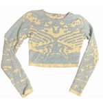 Lucy Paris  Textured Knit 2-Piece Set Top & Skater Skirt Blue Cream Size M Photo 3