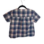 Jack Wills Blue Plaid Short Sleeve Boxy Button Down Cotton Top Photo 1