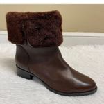 H by Halston  Caroline Brown Leather Ankle Boot Faux Fur Size 7 Photo 9