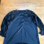 Natori Vintage  Silky Satin Maxi Night Gown Size Small Black Sheer Lace Slevves Photo 7