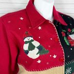 Take Two‎ Vtg Wool Felt Patchwork Winter Christmas Jacket Colorblock Large Red Photo 4