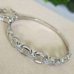 White Gold Filled Chain Link Clamper Bangle Bracelet Adjustable Ring Set Silver Photo 0