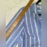 J.Jill Blue Striped Women's Oversized Collared Tunic Button Top Medium Cotton Photo 2