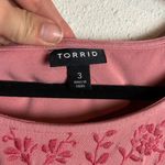 Torrid  Size 3 Mini Challis Embroidered Dress Pink Short Sleeves Boho Belt 3X Photo 4