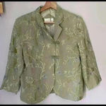 Soft Surroundings  Green Silk Embroidered Jacket Small Photo 0