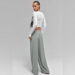 Alo Yoga NWT Women's Lunar Gray Wide Leg Pants & Zip up Jacket Set 023-B Photo 2